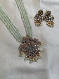 Victorian Green Beads Necklace with Earrings