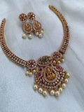 AD Peacock Lakshmi Necklace with Earrings