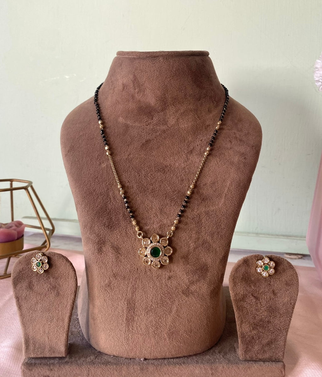 Simple Mangalsutra with Earrings in Colors (Prices for Each