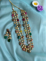 3 Line Multicolour Mala with earrings