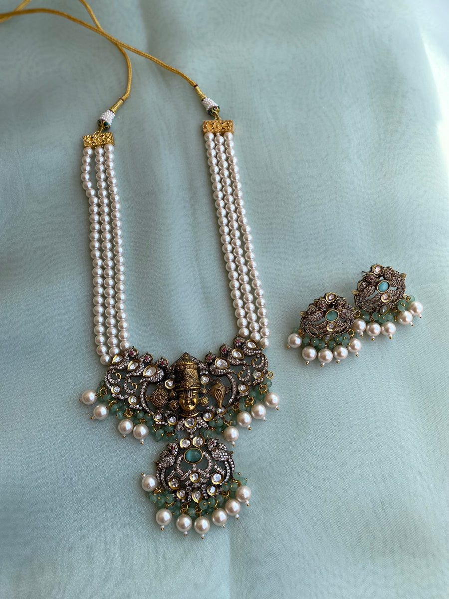 Victorian Balaji Pearl Haram with earrings Daivik.in