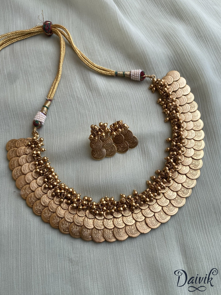 Double layered store coin necklace