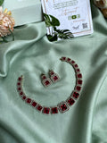 Diamond Look Alike Square Pattern Necklace with Earrings in Two Colors