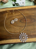 Diamond look Alike Floral Hasli with Earrings