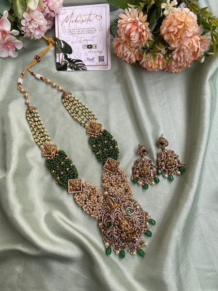 Cluster Pearl Lakshmi Long Haram with Earrings