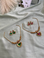 Gold Polish Pendant Necklace with Earrings in two colors (Price for Each)