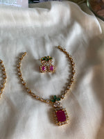 AD Diamond Necklace with earrings in 4 colours