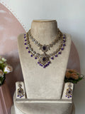 Victorian 2 Layer Purple Necklace with Earrings