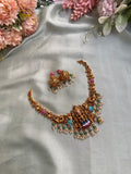 Balaji and Lakshmi Meenakari Necklace with Jhumkas