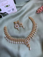 Pearl Flower Pendant Necklace with Earrings