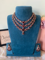 Premium Three Layer AD Necklace with Earrings in two Colors