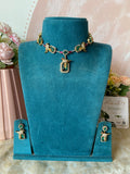 Designer Peacock Green AD Necklace with Earrings