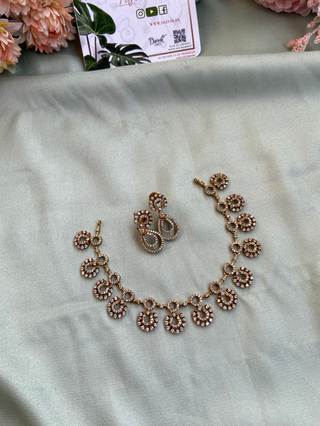 Simple AD Floral Necklace with Earrings