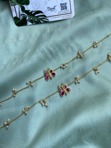 Butterfly Pearl Anklets in Two Colors (Price for a Pair)