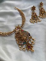 Krishna Antique AD Hasli Necklace with Earrings