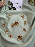 Lotus Ruby Green Pure kemp Invisible chain with Earrings