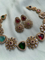 Navarathna Uncut AD Necklace with Earrings