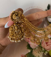 Antique Bridal Jhumkas with Three Line Mattals
