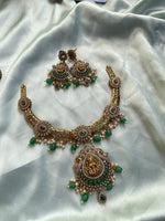 Hasli Lakshmi Pendant Necklace with Earrings in two Colors (Price for Each)