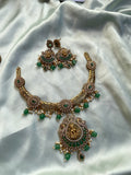 Hasli Lakshmi Pendant Necklace with Earrings in two Colors (Price for Each)