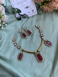 Moissanite Hasli Pendant Necklace with Earrings in 5 Colors