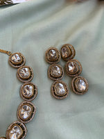 Premium Uncut Mossanite Necklace with Earrings