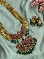 Peacock Non idol Kasumalai (Long haram )with Earrings