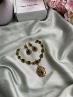 Jyothika Mam Inspired AD Green Pendant Necklace (Prices for Short, Long and Combo)