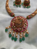 Non Idol Peacock Hasli Necklace with Jhumkas