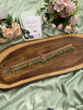 Antique Pure kemp Brass Peacock HipChain in Pastel Green Beads