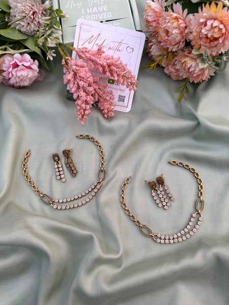 Simple 2 Line AD Necklace Set in 2 Colours ( Price for Each )