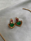 Gold Polish Pendant Necklace with Earrings in two colors (Price for Each)