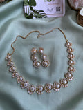 GJ Polish AD Pearl Necklace with Earrings