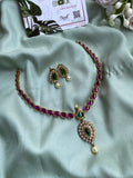 Simple Kemp Necklace with AD Droplet Pendant & Earrings