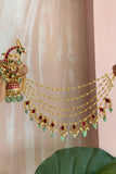 Pure Kemp Brass Ruby Green Jhumka with Mattals