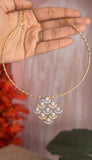 Diamond Look Alike Droplet Hasli Necklace with Earrings