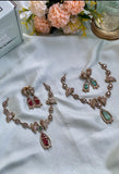 Simple Pendant Victorian Necklace with Earrings in Colors