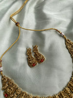 Coral Lakshmi Necklace with Earrings