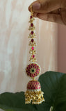 Pure Kemp Brass Ruby Jhumka with Mattals