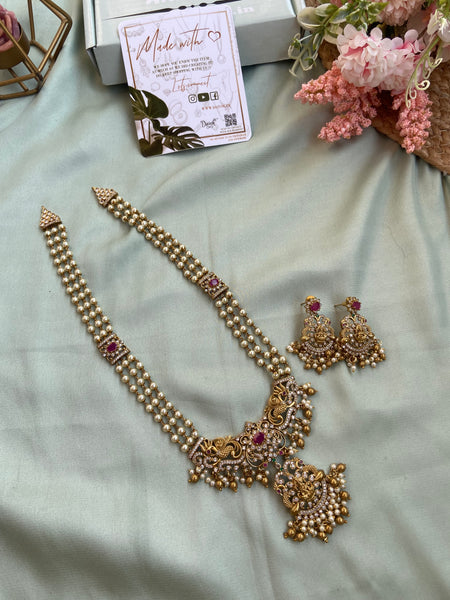 Lakshmi Beads Long Necklace with Earrings