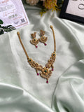 Gold Finish Peacock Ruby Green Necklace