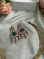 Victorian Moissanite Detachable Pendant Pipe Hasli Necklace with Earrings