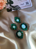 Alia Bhatt Inspired Moissanite Green Carved Stone Earrings