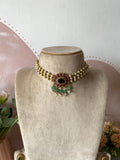 Simple 3 line Pearl Kemp Choker with Earrings