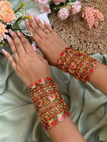 Bridal Ruby Lotus Bangles (Price for Both Hands)