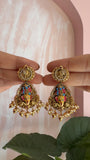 Meenakari Lord Krishna Pendant Long Necklace with Earrings