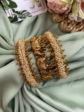 Bridal Antique Pearl and Elephant Bangles Combo (Price for Both Hands)