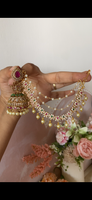 AD Ruby Green Jhumka and Mattal combo