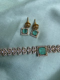 Simple leaf Dainty AD Necklace with Earrings in 3 Colors (Price for Each)