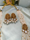 Long Pearl Antique Brass Lakshmi haram